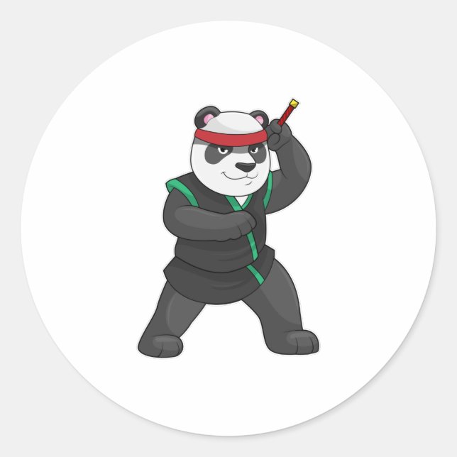 Adesivo Redondo Panda como Ninja em Figurino (Frente)