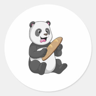 Adesivo Redondo Panda como padeiro com pão