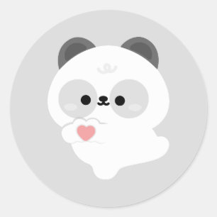 Adesivo Redondo Panda de Amor Fofo