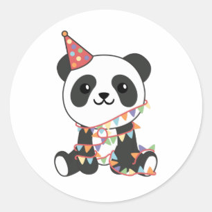 Adesivo Redondo Panda De Aniversário Para Crianças Uma Ronda Cláss