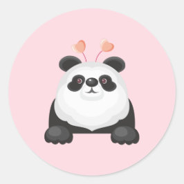 Adesivo Redondo Panda de desenho animado fofo com corações