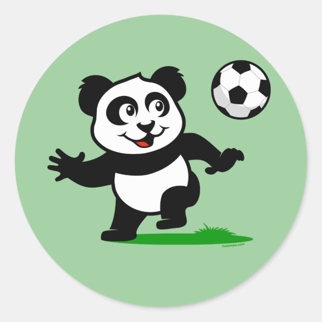 Adesivo Redondo Panda de Futebol Bonito (Frente)
