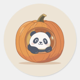 Adesivo Redondo Panda de Halloween Abobora Fofa