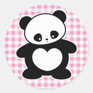Adesivo Redondo Panda de Kawaii