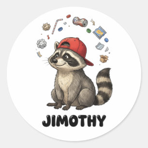 Adesivo Redondo Panda de Lixo Engraçado Jimothy Guaxinim