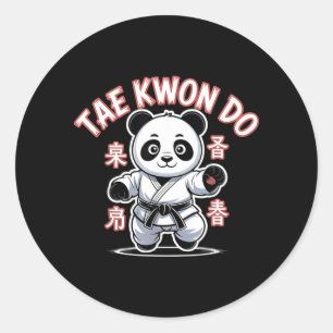 Adesivo Redondo Panda de Taekwondo engraçado Tkd coreano