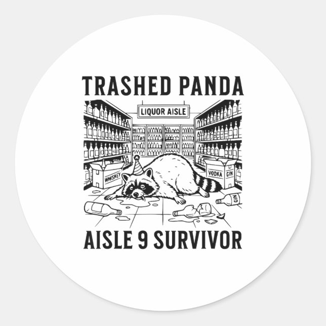 Adesivo Redondo Panda Depravado Licor Engraçado Ressaca Louco Bêba (Frente)