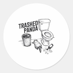Adesivo Redondo Panda Destruído Funny Racoon Bêbado