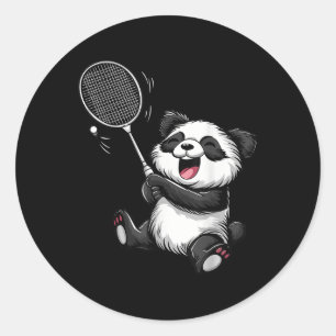 Adesivo Redondo Panda Divertido de Badminton Jogador de Badminton