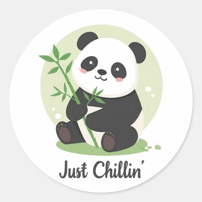 Adesivo Redondo Panda Divertido e Relaxado (Frente)