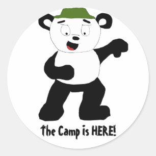Adesivo Redondo Panda do acampamento dos desenhos animados