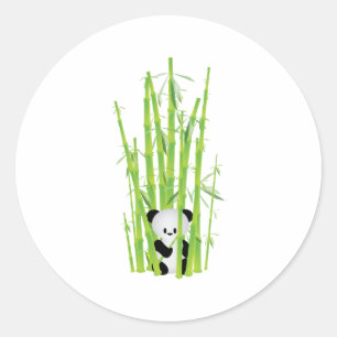 Adesivo Redondo Panda do bebê na floresta de bambu