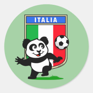 Adesivo Redondo Panda do futebol de Italia