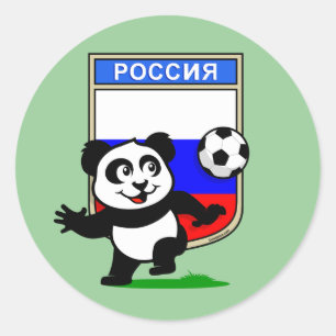 Adesivo Redondo Panda do futebol de Rússia