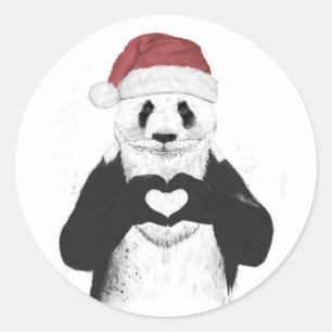 Adesivo Redondo Panda do papai noel