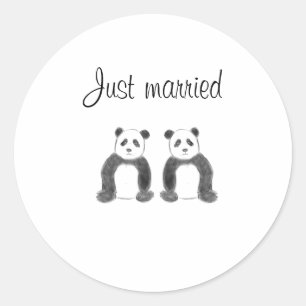 Adesivo Redondo panda do recem casados