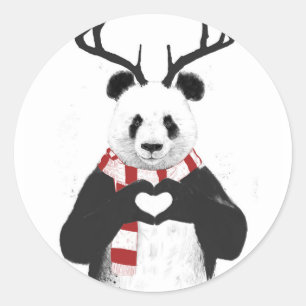 Adesivo Redondo Panda do Xmas
