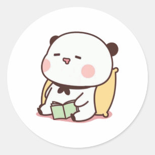 Adesivo Redondo Panda E Brownie Bear Casal Doze