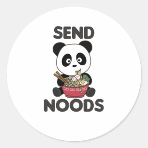 Adesivo Redondo Panda Envia Noods Ramen Cute Kawaii Noodle
