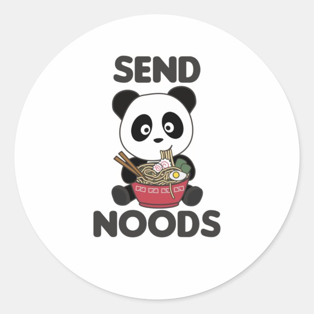 Adesivo Redondo Panda Envia Noods Ramen Cute Kawaii Noodle (Frente)