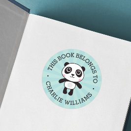 Adesivo Redondo Panda este livro pertence às crianças, nome azul