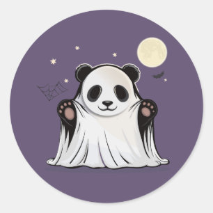 Adesivo Redondo Panda Fantasma Fofo Sob a Lua