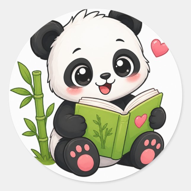 Adesivo Redondo panda fofo (Frente)