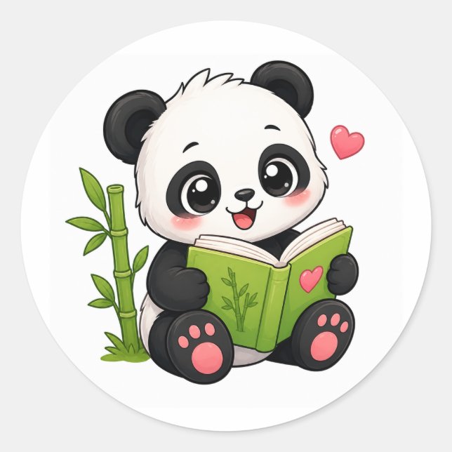 Adesivo Redondo panda fofo (Frente)
