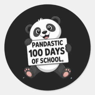 Adesivo Redondo Panda Fofo 100 Dias na Escola