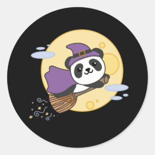 Adesivo Redondo Panda Halloween Bruxas Crianças de Bruxas