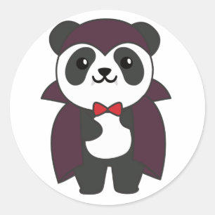 Adesivo Redondo Panda Halloween Curioso Crianças Diabos Vampiro Co
