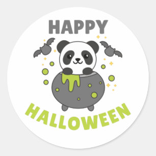 Adesivo Redondo Panda Happy Halloween Cauldron Bat ClassRound S