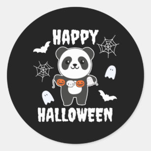 Adesivo Redondo Panda Happy Halloween Pumpkin Bat Costume
