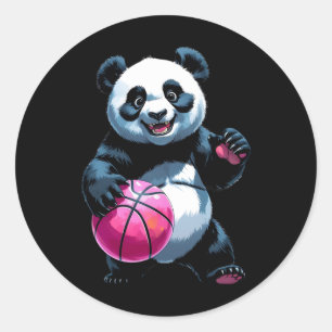 Adesivo Redondo Panda Hoops - Jogador de Basquete Bonito