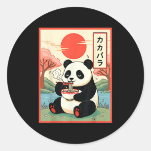 Adesivo Redondo Panda Kawaii Comendo Ramen Macarrão Anime Japonês