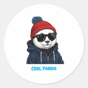 Adesivo Redondo Panda Legal com Óculos e Touca