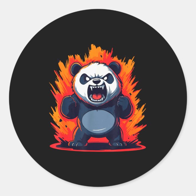 Adesivo Redondo Panda Looking Angry Graphic Funny Panda Kawaii  (Frente)