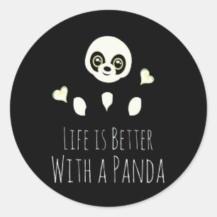 Adesivo Redondo Panda Lover   A Vida É Melhor Com Um Panda