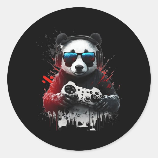 Adesivo Redondo Panda Music Dj Controller Gaming Panda (Frente)