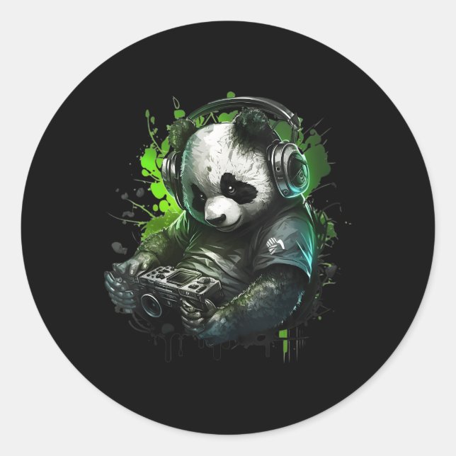 Adesivo Redondo Panda Music Dj Controller Gaming Panda (Frente)