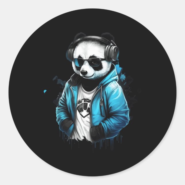Adesivo Redondo Panda Music Dj Controller Gaming Panda (Frente)