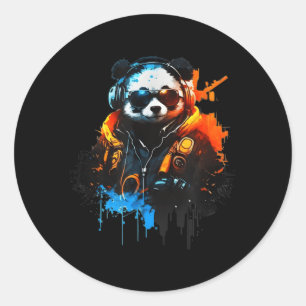 Adesivo Redondo Panda Music Dj Controller Gaming Panda