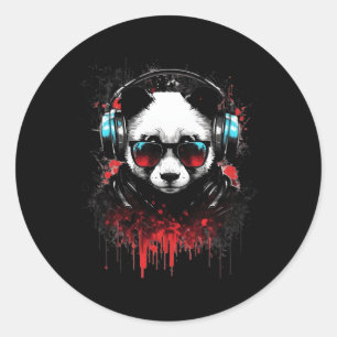 Adesivo Redondo Panda Music Dj Controller Gaming Panda