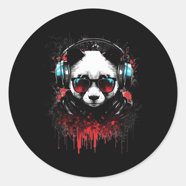 Adesivo Redondo Panda Music Dj Controller Gaming Panda (Frente)