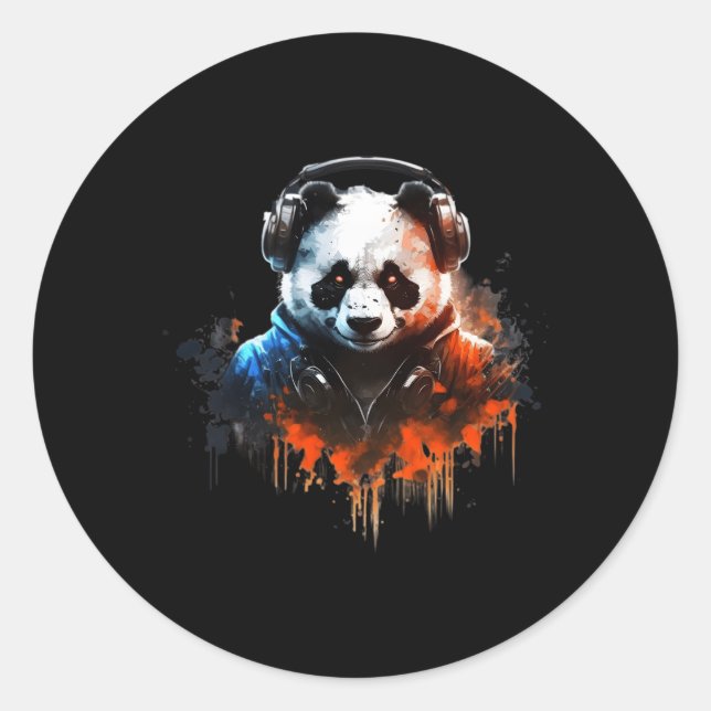 Adesivo Redondo Panda Music Dj Controller Gaming Panda (Frente)