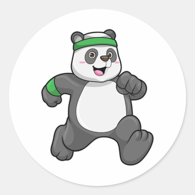 Adesivo Redondo Panda na Corrida com banda larga (Frente)