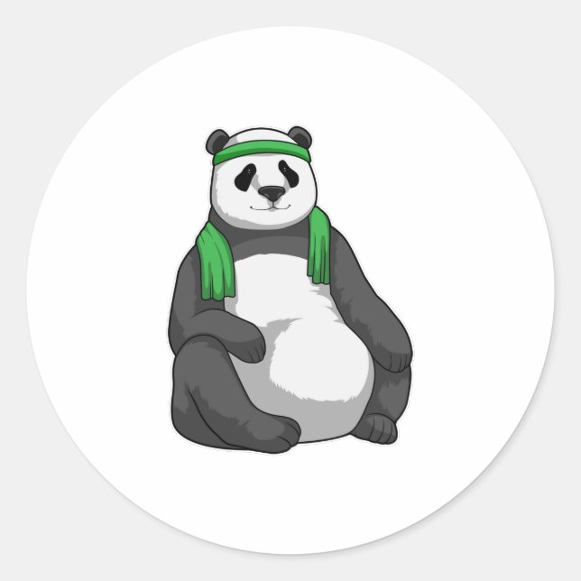 Adesivo Redondo Panda na Malhação com Toalha (Frente)