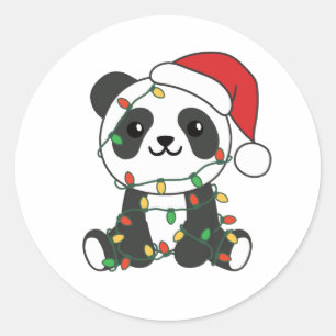 Adesivo Redondo Panda Natal Animais de inverno Pandas Clássica Rot