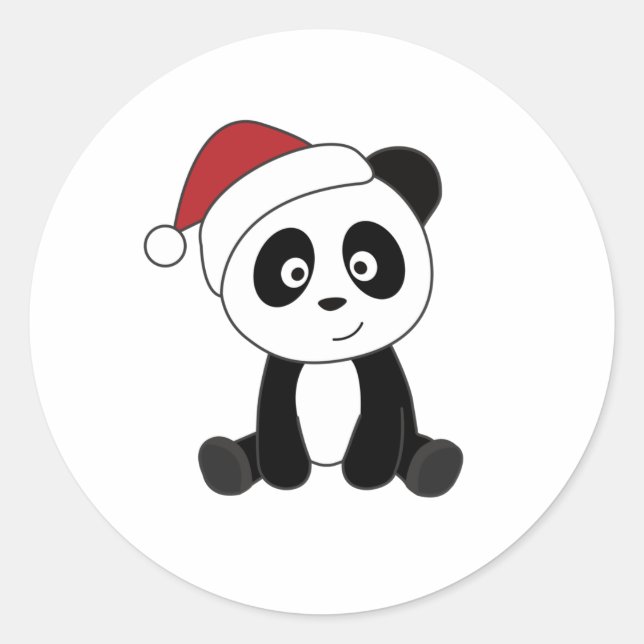 Adesivo Redondo Panda Natal Neve Animais de inverno Pandas (Frente)