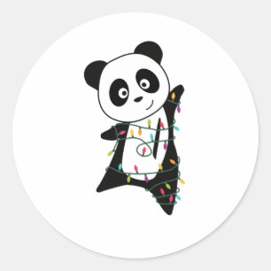 Adesivo Redondo Panda Natal Neve Animais de inverno Pandas